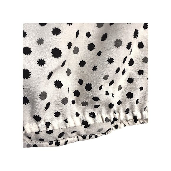 LOFT Polka Dot Blouse Size S | Black Cream Pleated Front Flowy Top Chic - Picture 6 of 6